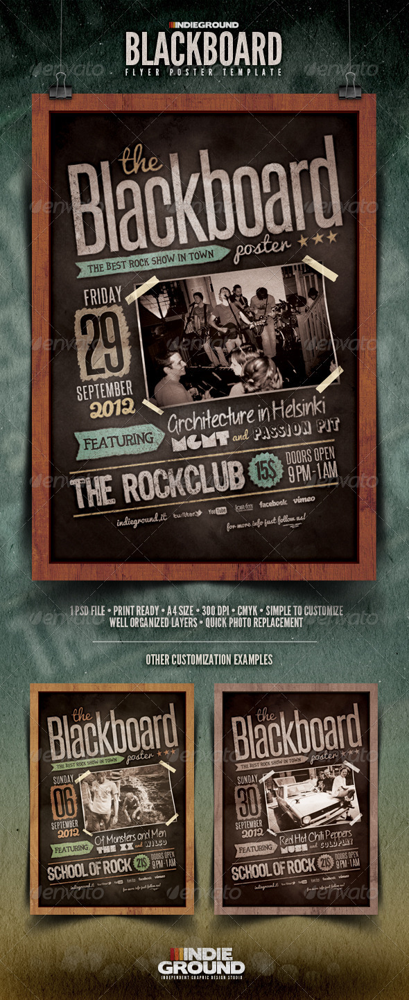 Blackboard Flyer/Poster - Concerts Events