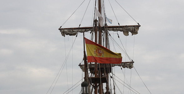 Spanish Flag On The Ship 02 Spanish Flag On The Ship 02