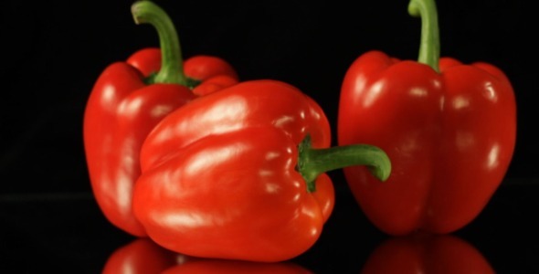 Red Peppers On Black With Slider Red Peppers On Black With Slider