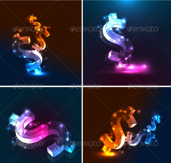Vector Glowing Dollar Backgrounds Vector Glowing Dollar Backgrounds