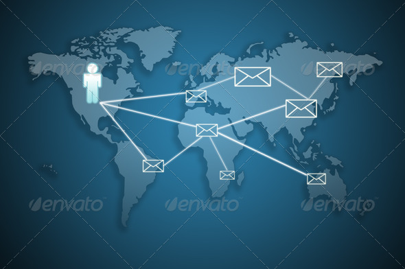 Mail on the world map