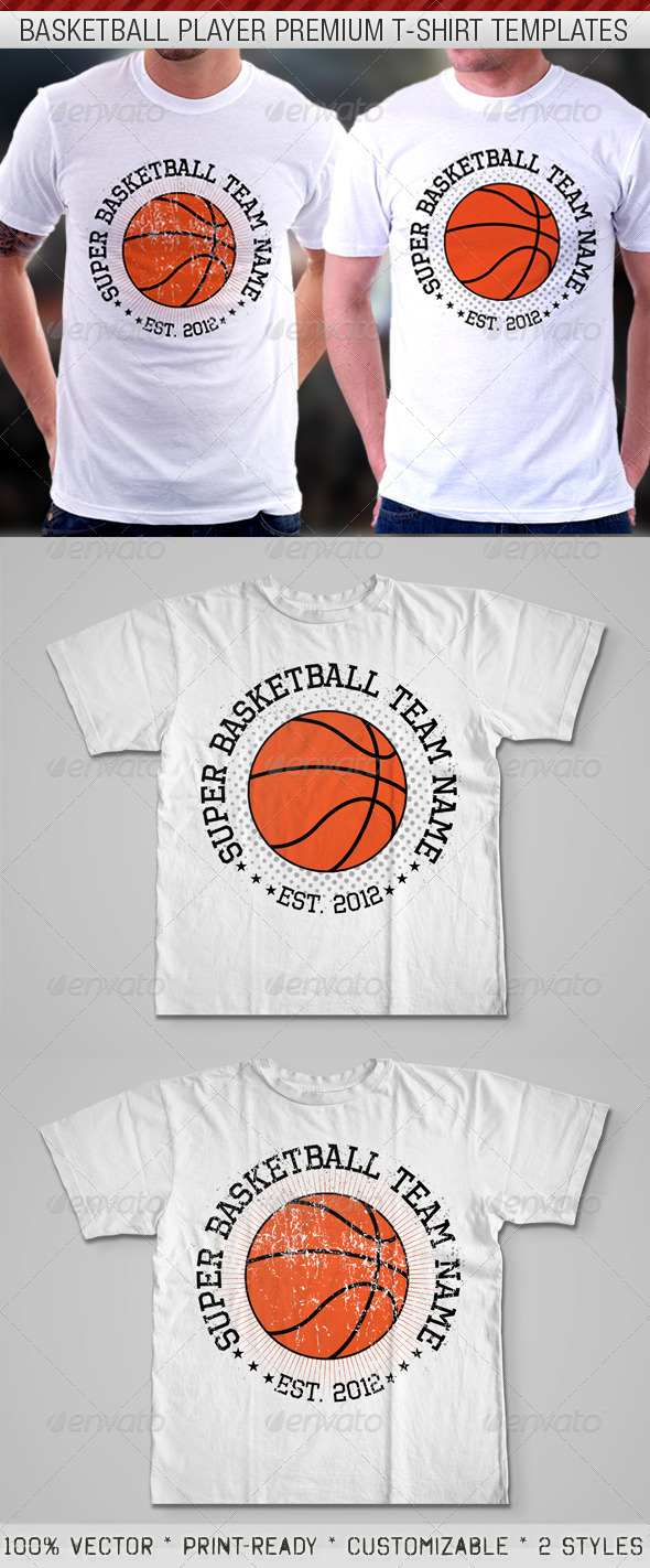 Basketball Player Premium T-Shirt Template  - Sports & Teams T-Shirts