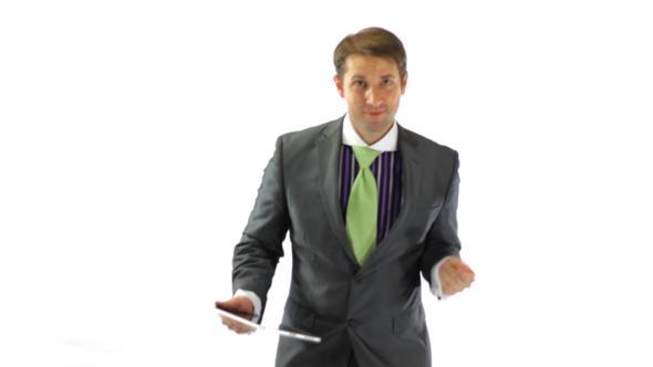 Dance Businessman Using A Tablet Dance Businessman Using A Tablet