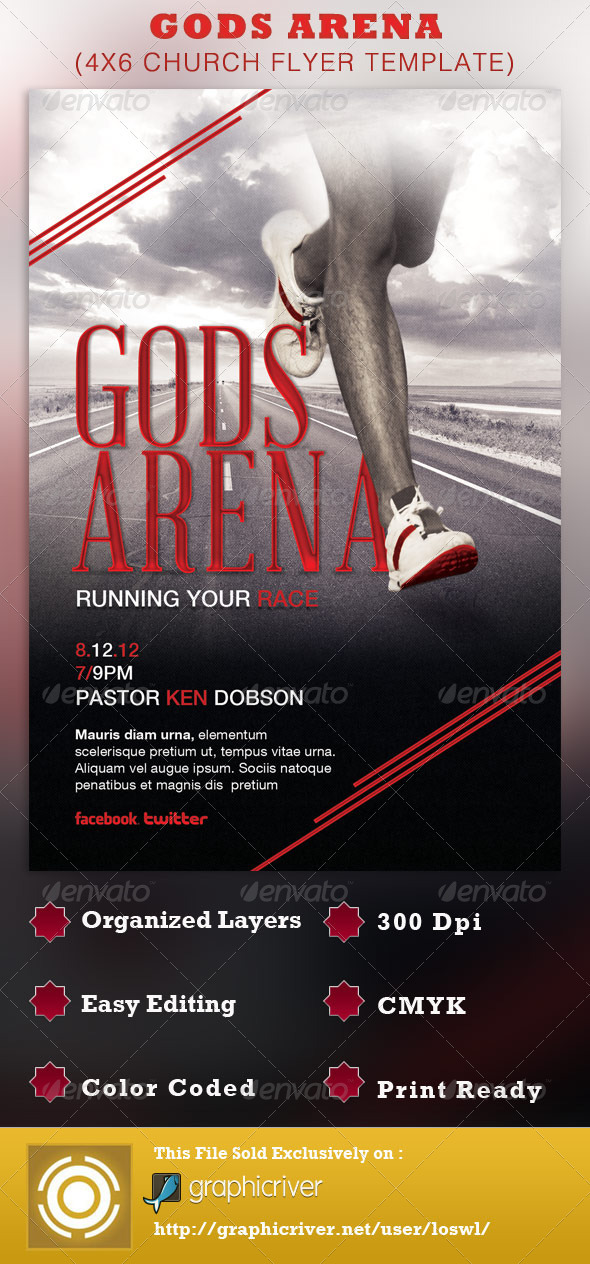 Gods Arena Church Flyer Template GraphicRiver