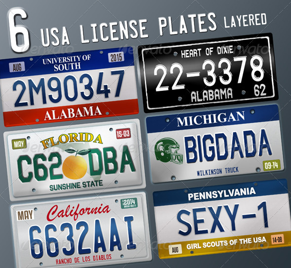 Download 6 Layered USA License Plates | GraphicRiver