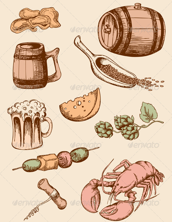 Set of Vintage Beer Icons Set of Vintage Beer Icons