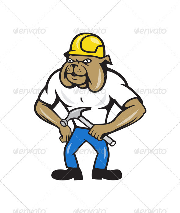 Bulldog Construction Worker Hammer Bulldog Construction Worker Hammer