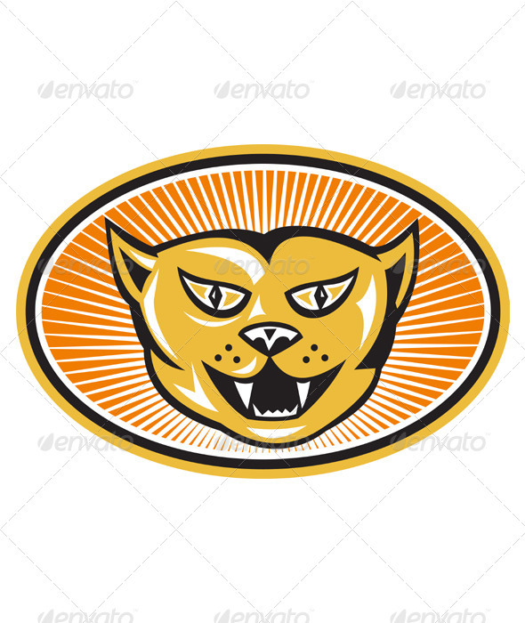Angry Cat Head Front Retro Angry Cat Head Front Retro