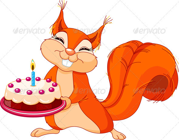 Squirrel holding cake Squirrel holding cake