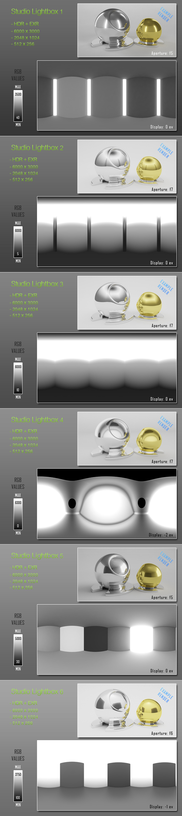 HDRI - 6 Light Tent Maps - 3DOcean Item for Sale