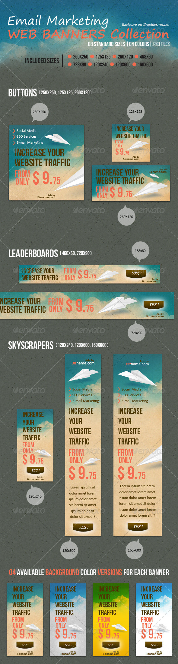 Email Marketing Web Banners Collection - Banners &amp; Ads Web Elements
