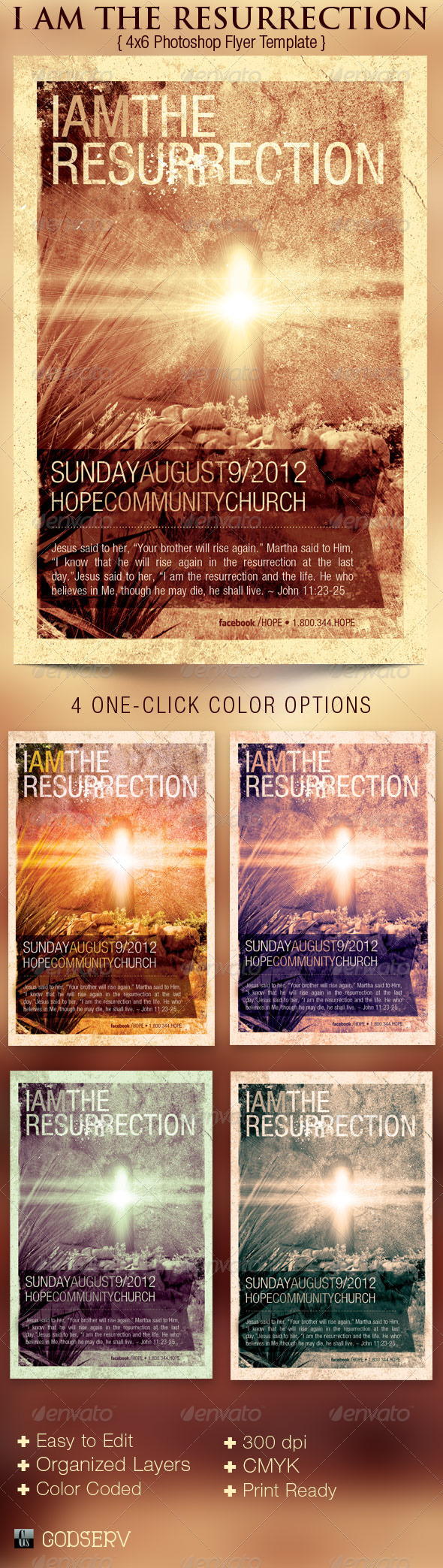 I Am The Resurrection Church Flyer Template - Church Flyers