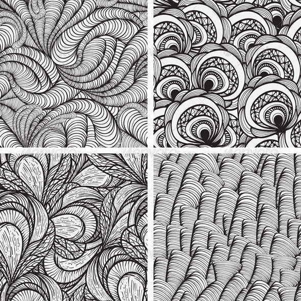 4 Seamless Monochrome Patterns 4 Seamless Monochrome Patterns