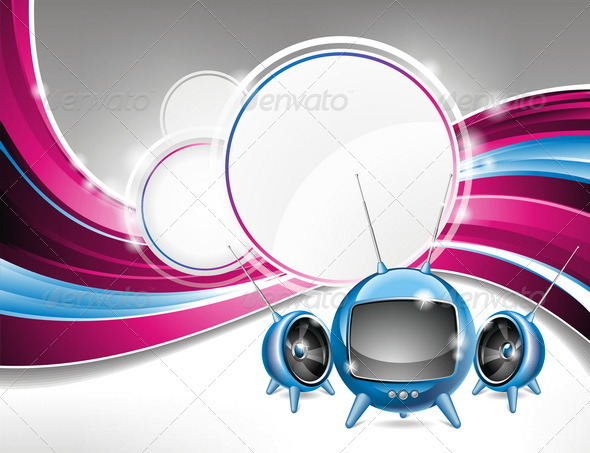 Vector illustration on a media and movie theme wi Vector illustration on a media and movie theme wi