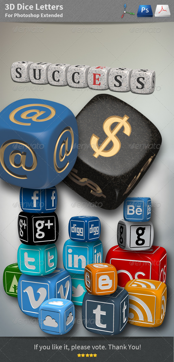 3D Objects - Dice Letters - Objects 3D Renders