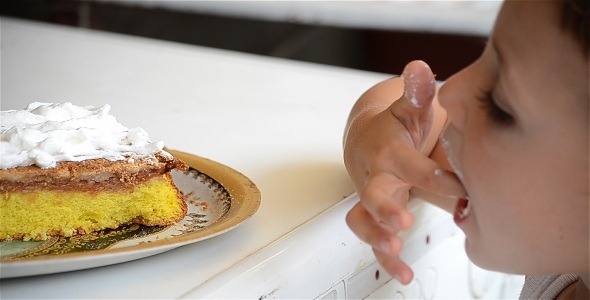 Child Eating Cream Cake 2 Child Eating Cream Cake 2