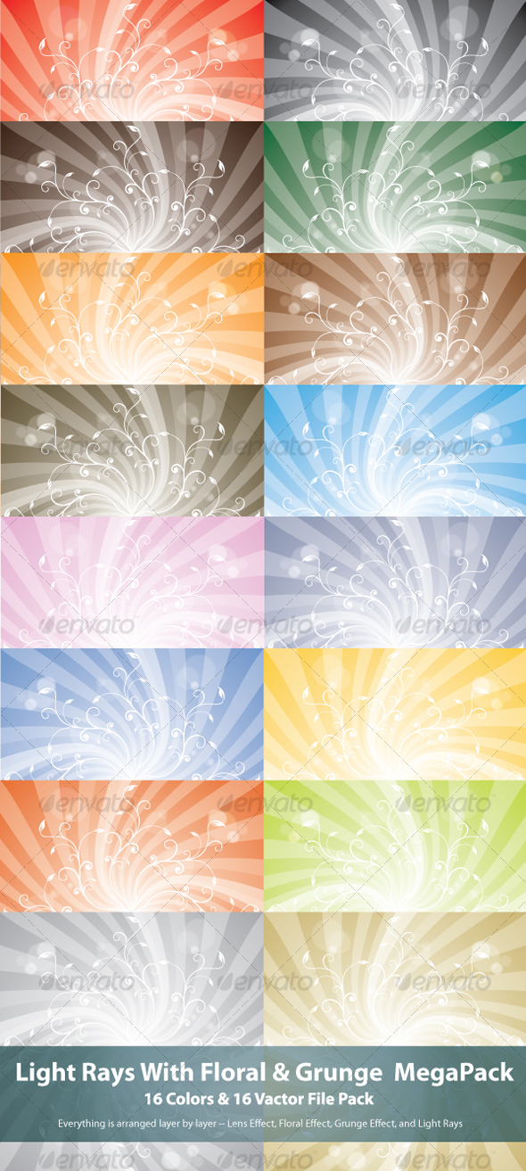 Light Rays With Floral MegaPack Light Rays With Floral MegaPack