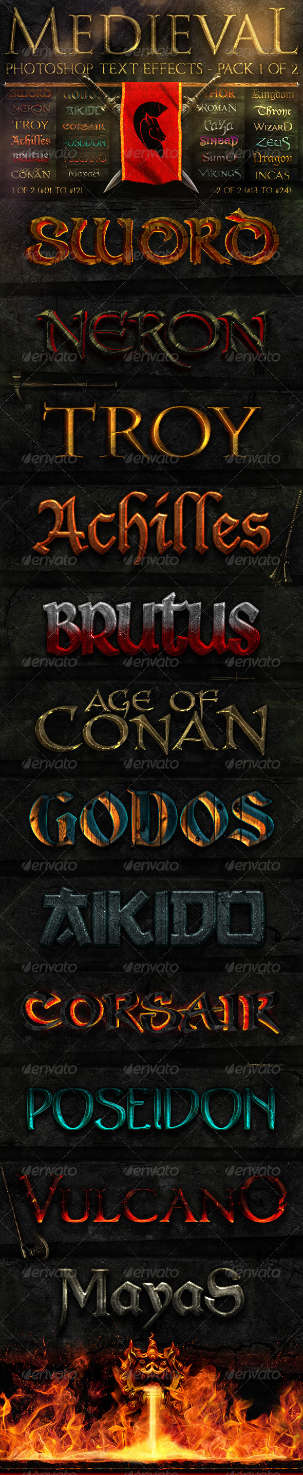 Medieval Photoshop Text Effects 1 of 2 - Text Effects Styles