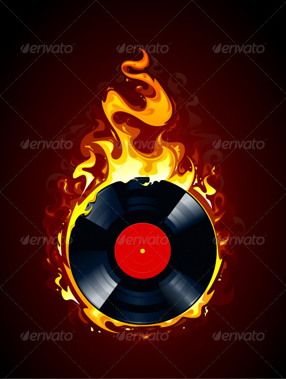 Burning vinyl record Burning vinyl record