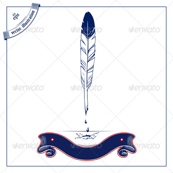 Pen Feather With Ribbon Pen Feather With Ribbon