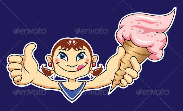 Girl with ice cream sticker vector Girl with ice cream sticker vector