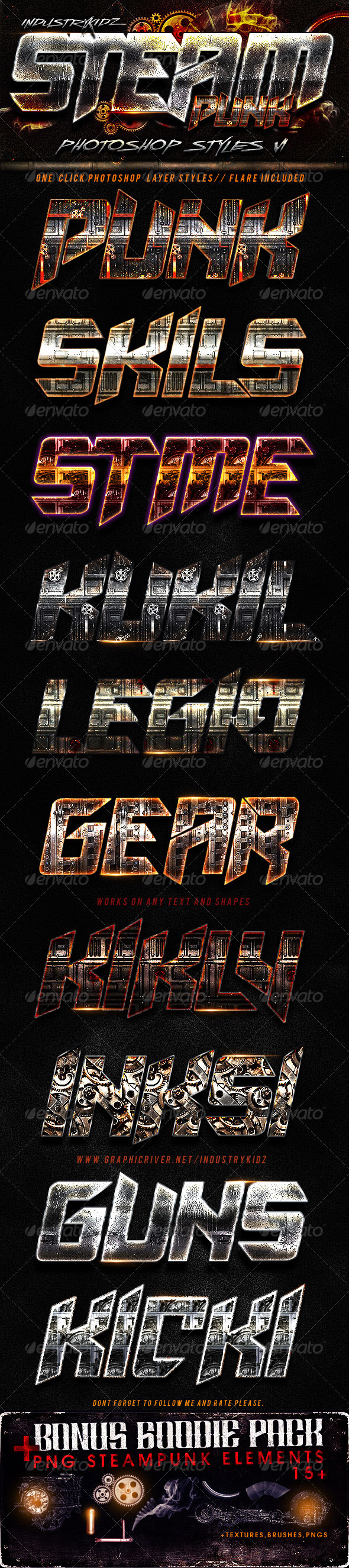 SteamPunk Photoshop Styles - Text Effects Styles