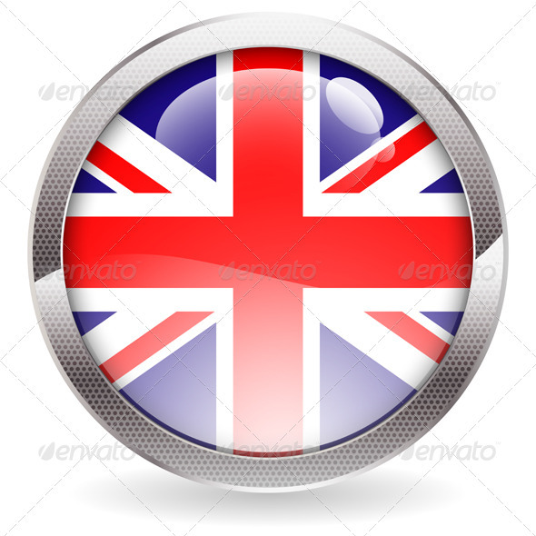 Gloss Button with British Flag Gloss Button with British Flag
