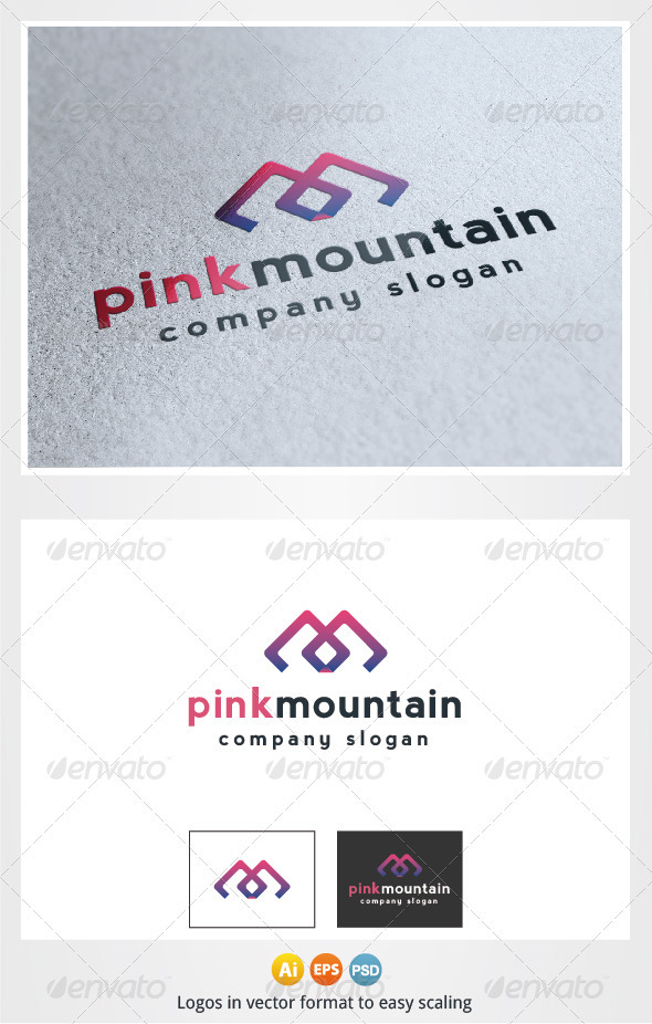 Pink Mountain Logo M Letter