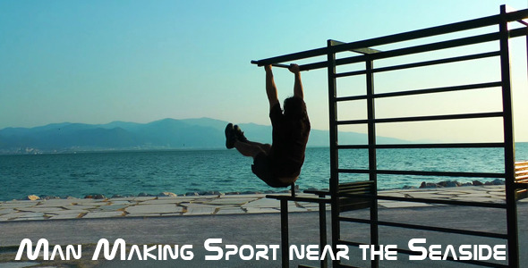 Man Making Sport Near The Seaside Man Making Sport Near The Seaside
