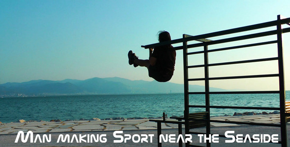 Man Making Sport Near The Seaside Man Making Sport Near The Seaside
