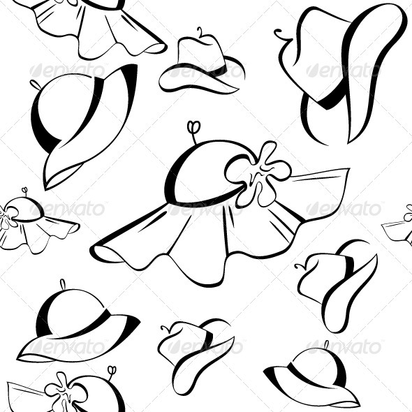 Black and White Contour Hats - Textures / Fills / Patterns Illustrator