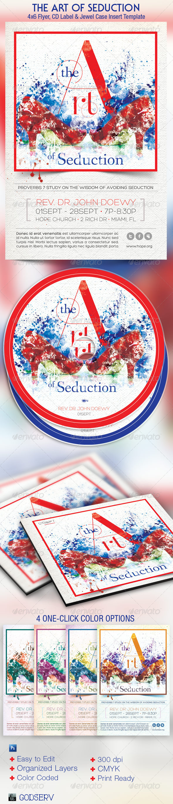 The Art of Seduction Church Flyer and CD Template The Art of Seduction Church Flyer and CD Template