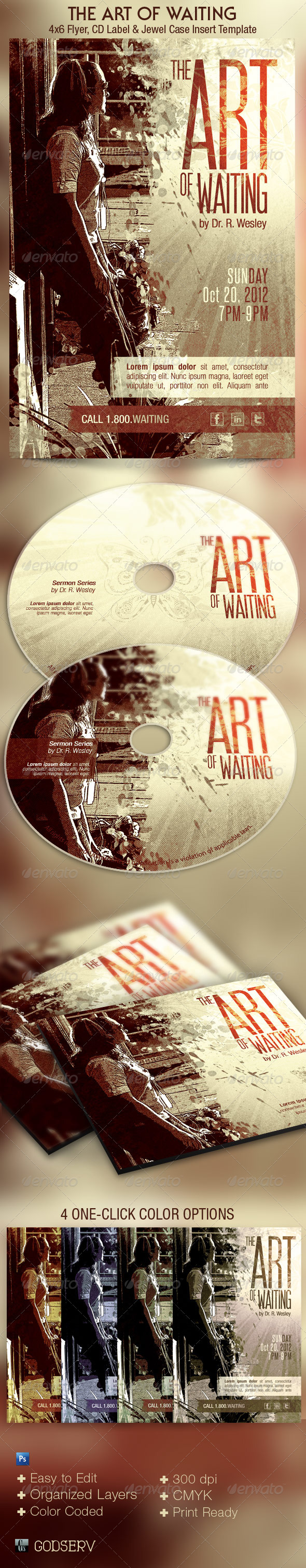 Art of Waiting Retro Flyer CD Template