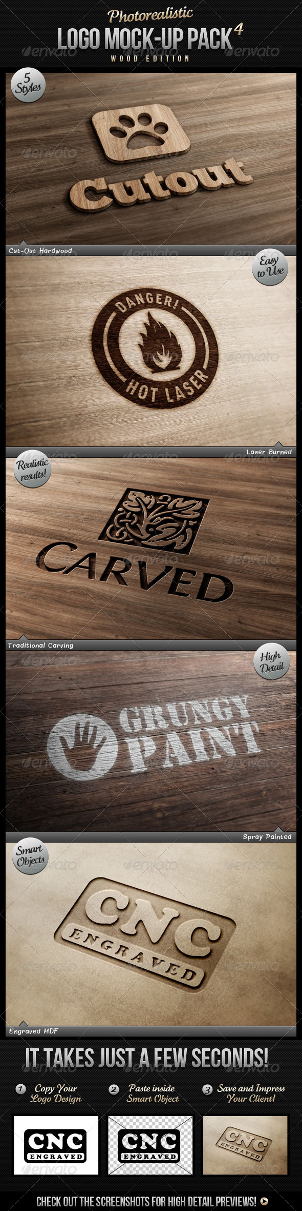 Photorealistic Logo Mock-Up Pack 4 Wood Edition Photorealistic Logo Mock-Up Pack 4 Wood Edition