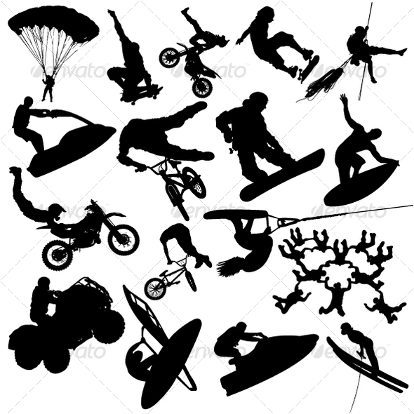 Extreme sport silhouettes