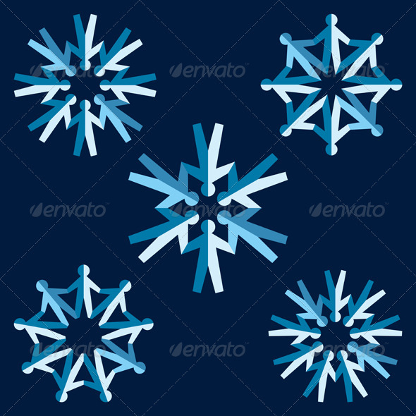 Set of Origami People Snowflakes Set of Origami People Snowflakes