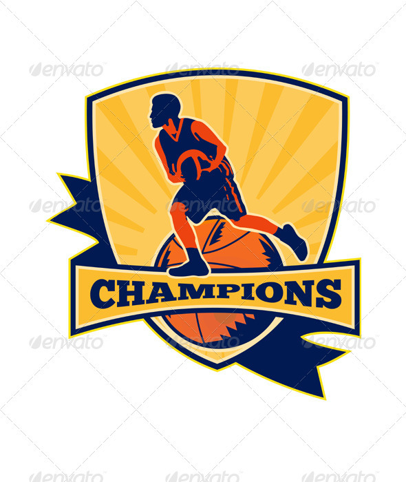 Basketball Player Dribbling Ball Retro Basketball Player Dribbling Ball Retro