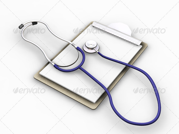 Stethoscope on clipboard Stethoscope on clipboard
