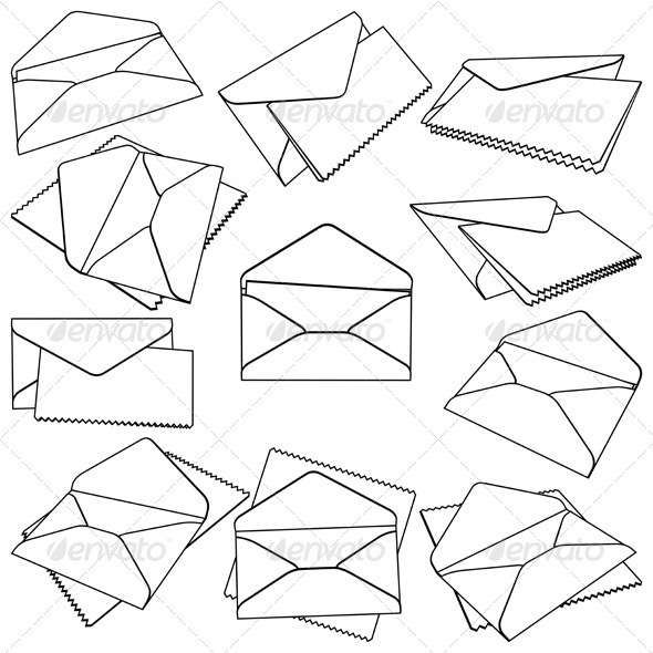 Set of Open Envelopes Set of Open Envelopes
