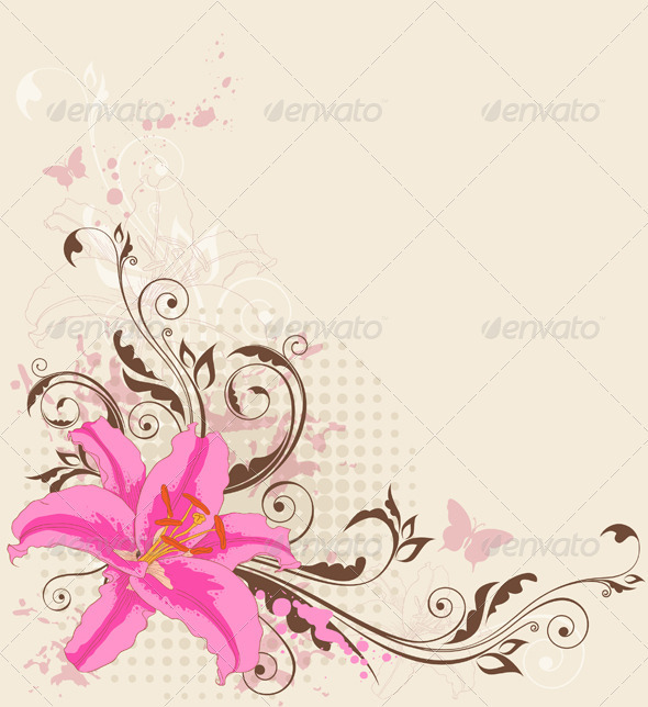 Floral Background with Pink Lily Floral Background with Pink Lily