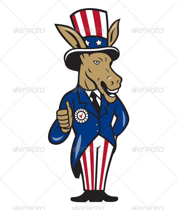 Democrat Donkey Mascot Thumbs Up - Animals Characters