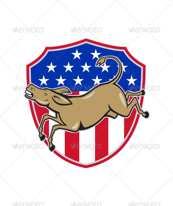 Democrat Donkey Mascot American Flag