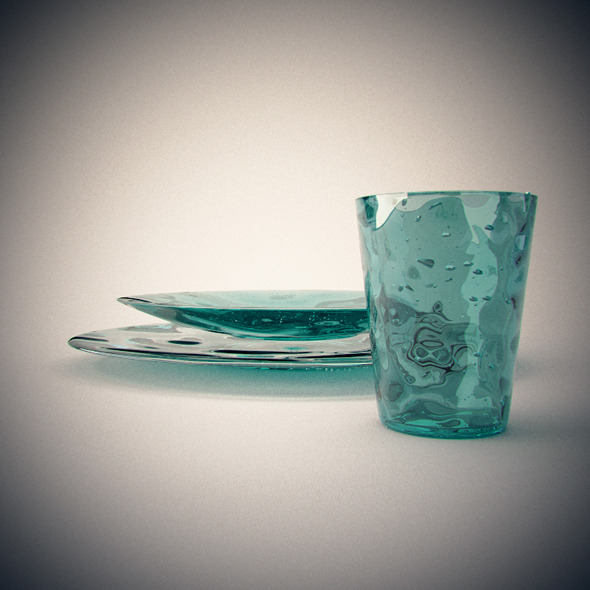 Realistic Blown Glass dishes and glass Realistic Blown Glass dishes and glass
