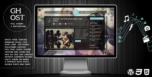 Ghost WP Full Screen Video, Image with Audio