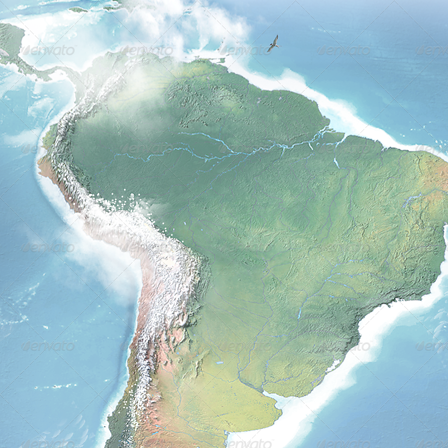 Realistic South America 3d Map Layered By Giallo Graphicriver