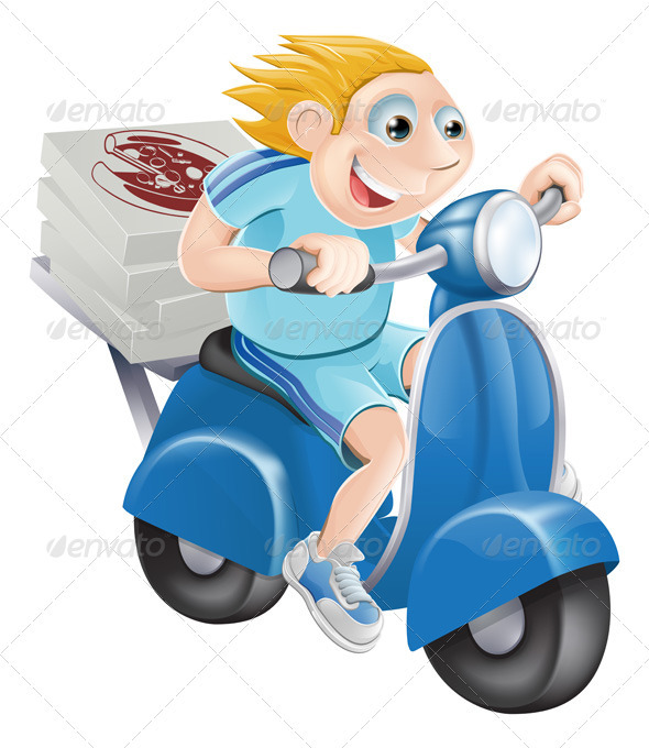 Fast pizza delivery man Fast pizza delivery man