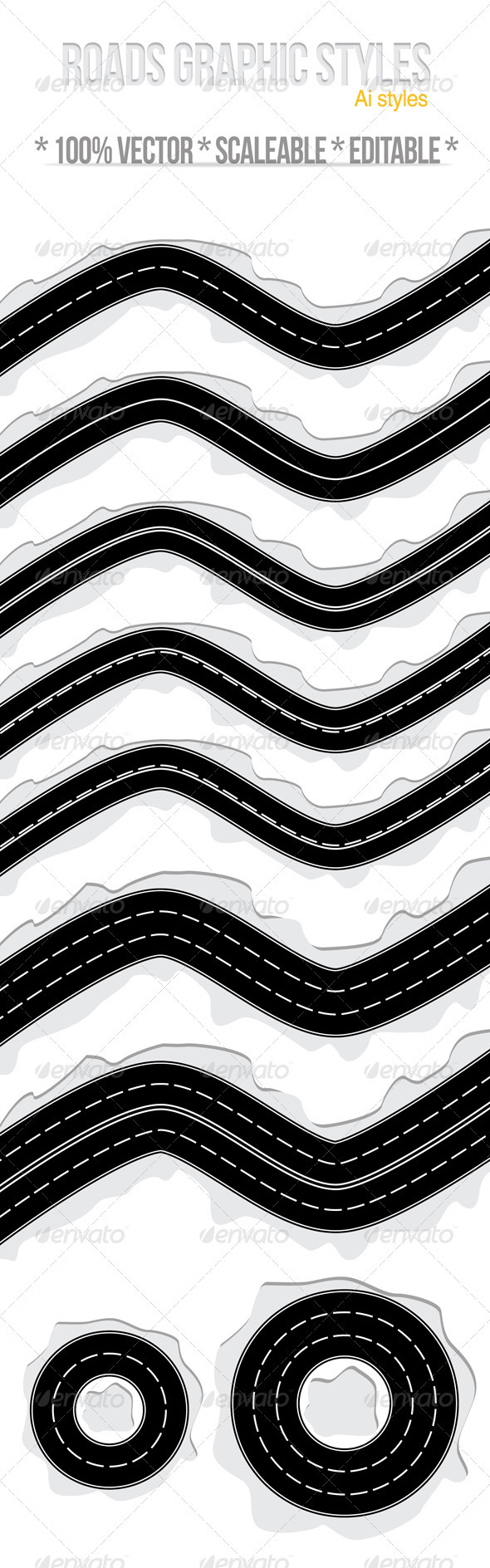Roads Graphic Styles For Illustrator - Styles Illustrator
