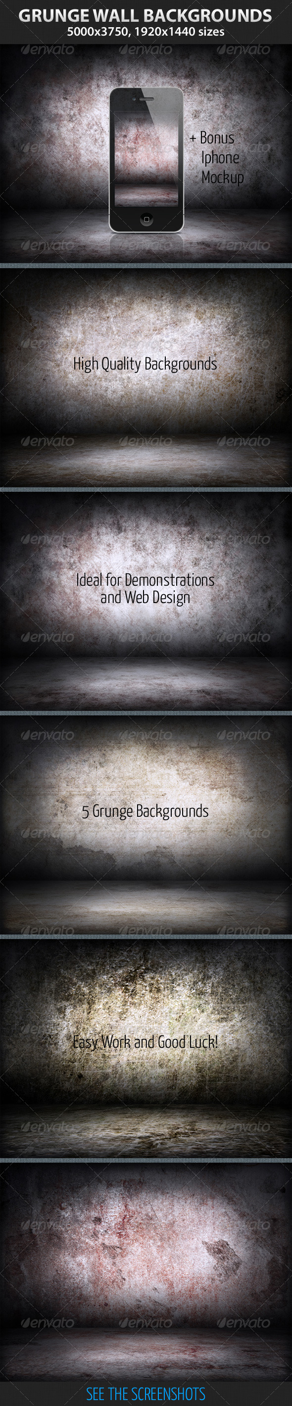 5 Grunge Wall Backgrounds 5 Grunge Wall Backgrounds