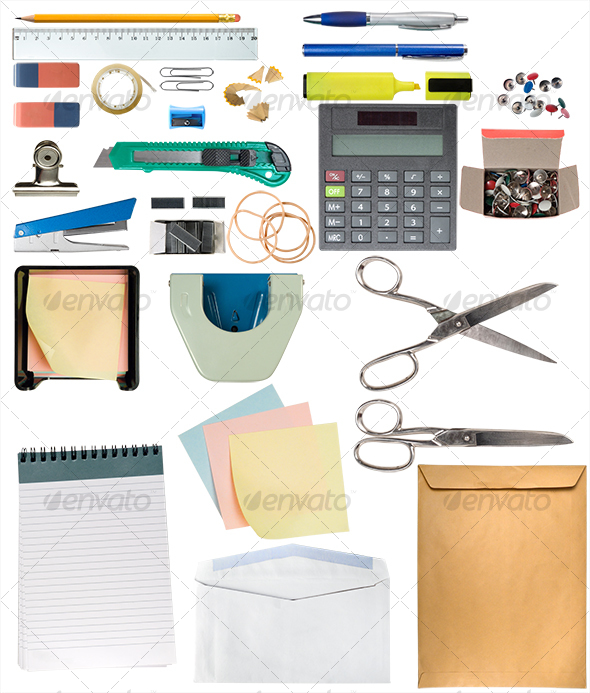 Desk Items Pack - Home & Office Isolated Objects