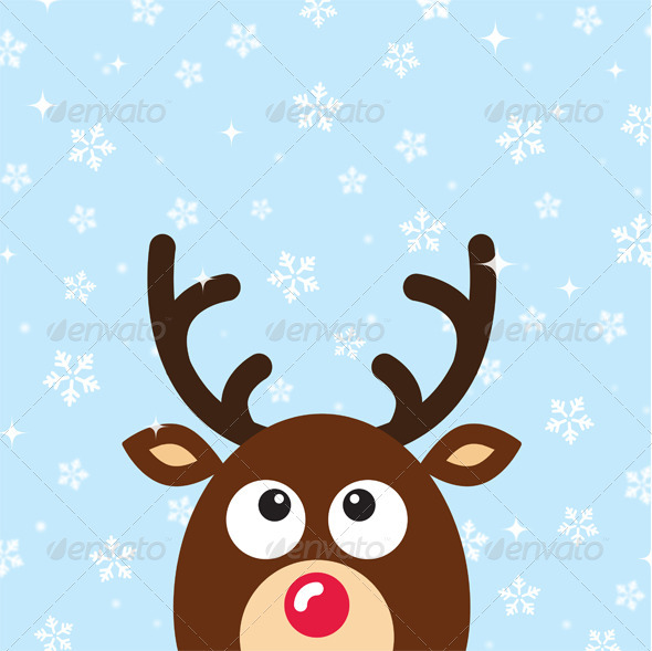 Vector Reindeer Christmas Card snow background